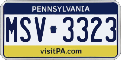 PA license plate MSV3323