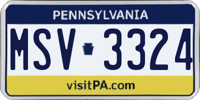 PA license plate MSV3324
