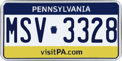 PA license plate MSV3328