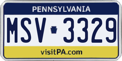 PA license plate MSV3329