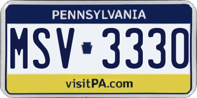 PA license plate MSV3330
