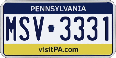 PA license plate MSV3331