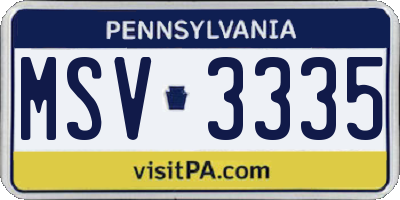 PA license plate MSV3335
