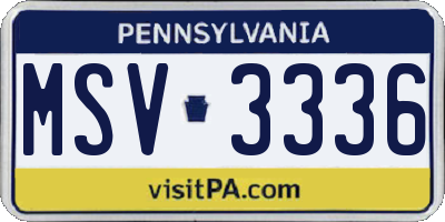 PA license plate MSV3336