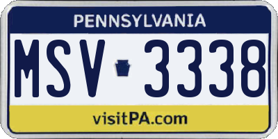 PA license plate MSV3338