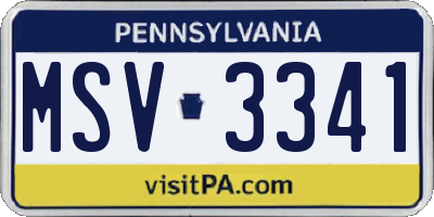 PA license plate MSV3341