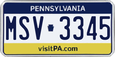 PA license plate MSV3345
