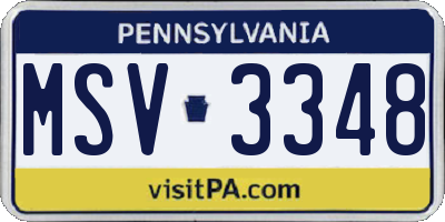 PA license plate MSV3348