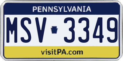PA license plate MSV3349