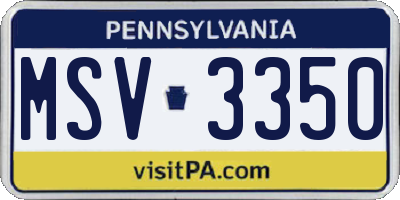 PA license plate MSV3350