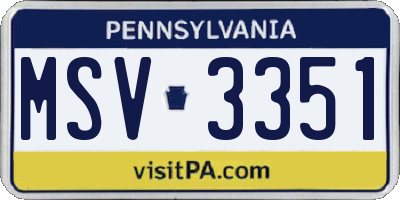 PA license plate MSV3351