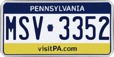 PA license plate MSV3352