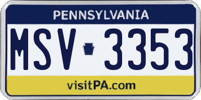 PA license plate MSV3353