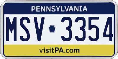 PA license plate MSV3354