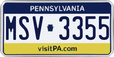 PA license plate MSV3355