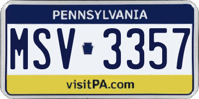 PA license plate MSV3357