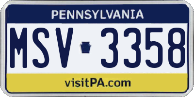 PA license plate MSV3358
