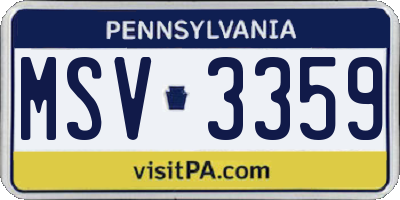PA license plate MSV3359