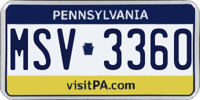 PA license plate MSV3360