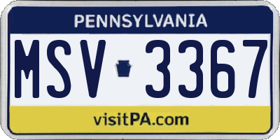 PA license plate MSV3367