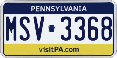 PA license plate MSV3368
