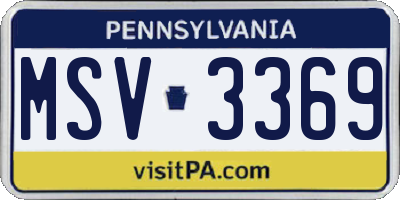 PA license plate MSV3369
