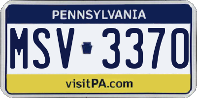 PA license plate MSV3370