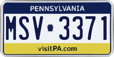 PA license plate MSV3371