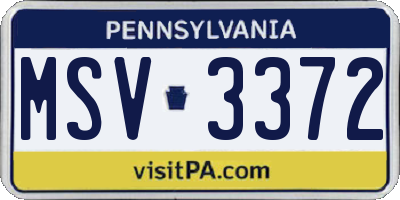 PA license plate MSV3372
