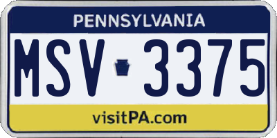 PA license plate MSV3375