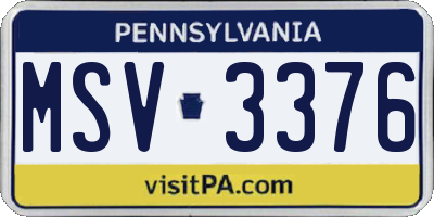 PA license plate MSV3376