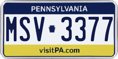 PA license plate MSV3377