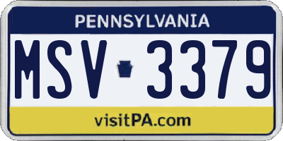 PA license plate MSV3379