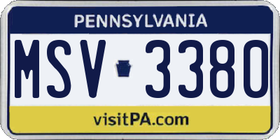 PA license plate MSV3380