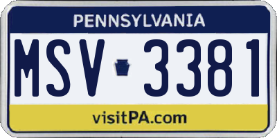 PA license plate MSV3381