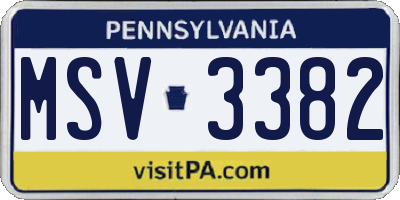 PA license plate MSV3382