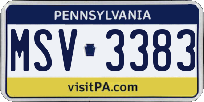 PA license plate MSV3383