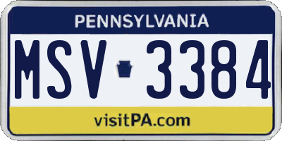 PA license plate MSV3384
