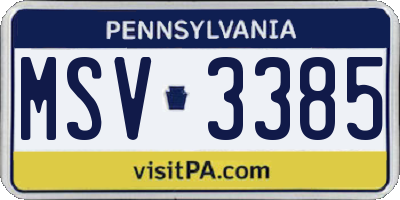 PA license plate MSV3385