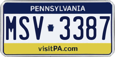PA license plate MSV3387