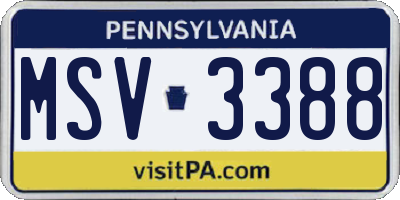 PA license plate MSV3388