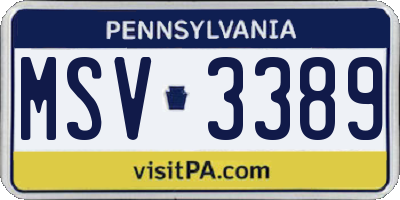 PA license plate MSV3389