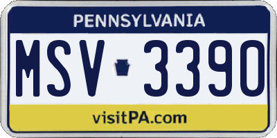 PA license plate MSV3390