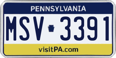 PA license plate MSV3391