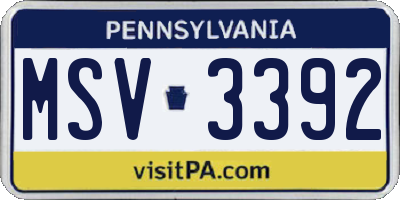 PA license plate MSV3392