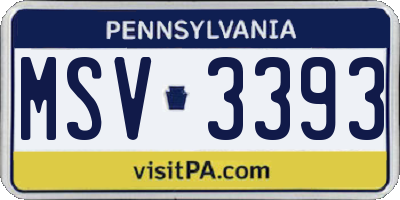 PA license plate MSV3393