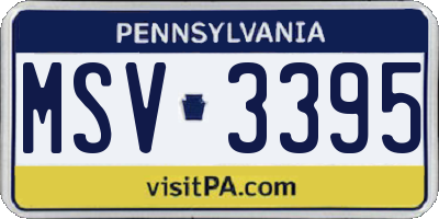 PA license plate MSV3395