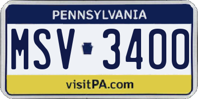 PA license plate MSV3400