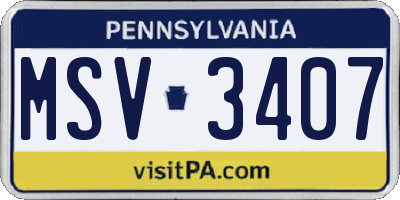 PA license plate MSV3407