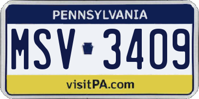 PA license plate MSV3409